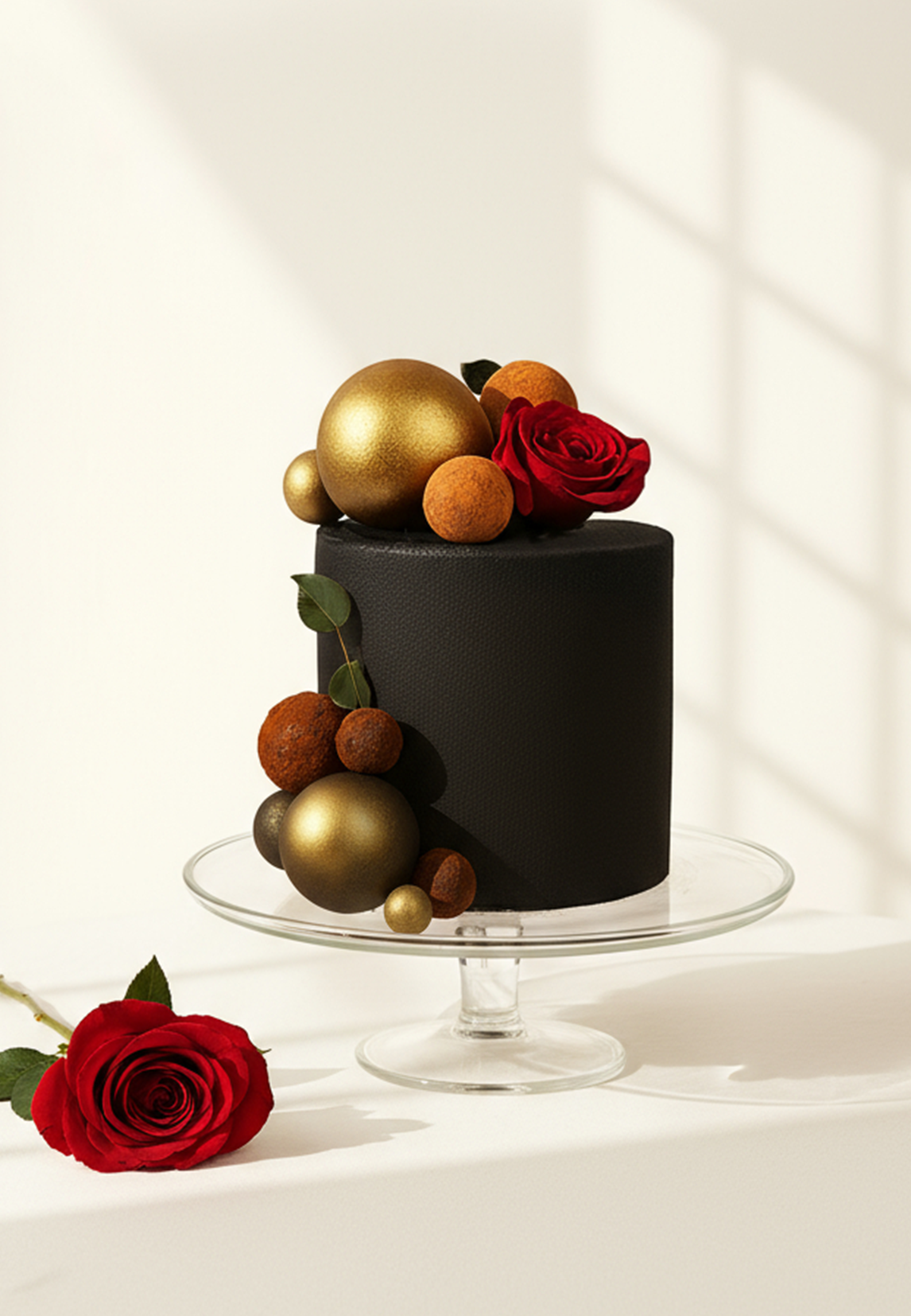 Tort Velvet Black - Śmietankowo - Wiśniowy - Ciemny - 45 porcji – tort dwupiętrowy
