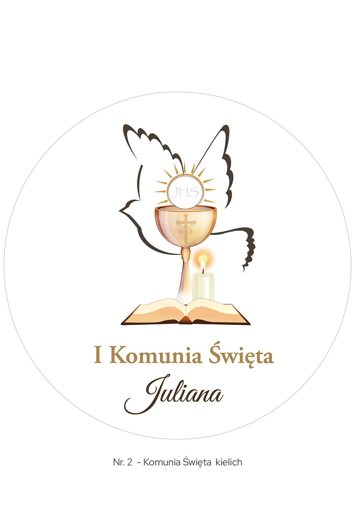 Tort na Komunię Świętą Belvedere Cafe – elegancki tort komunijny z personalizacją i motywem kielicha lub krzyża