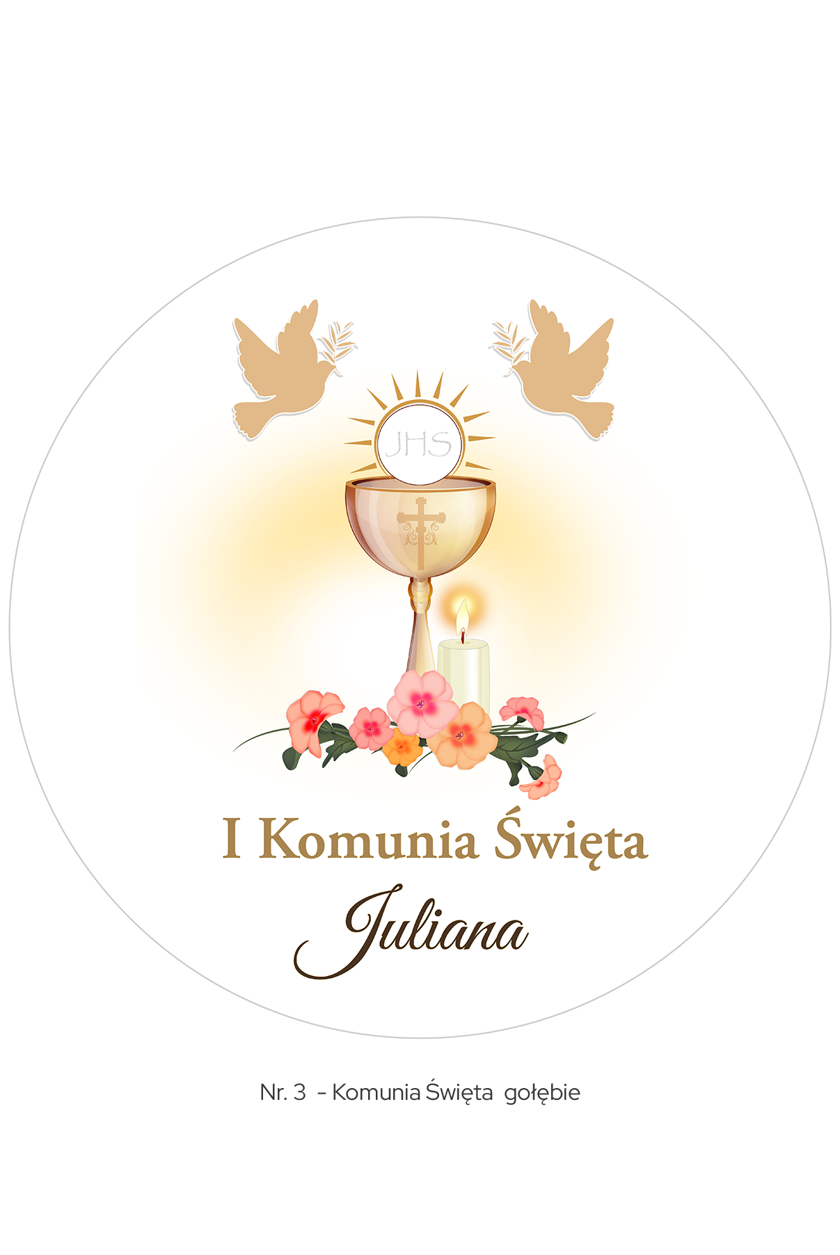 Tort na Komunię Świętą Belvedere Cafe – elegancki tort komunijny z personalizacją i motywem kielicha lub krzyża